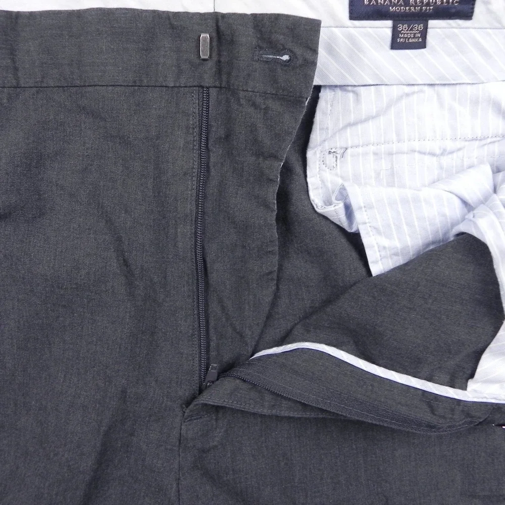 Banana Republic Pants Mens 36x36 Modern Fit Dress Suit Cotton Flat Front Gray